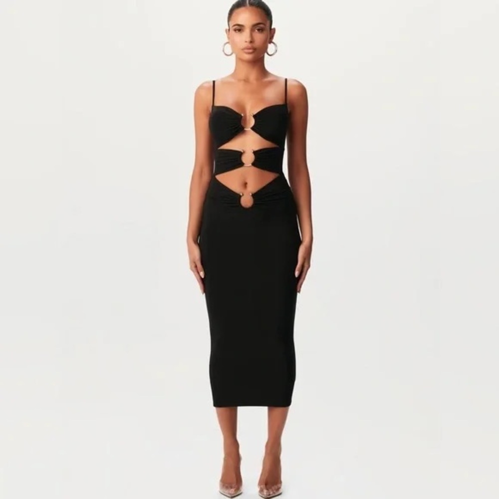 Black Cutout Midi Dress
